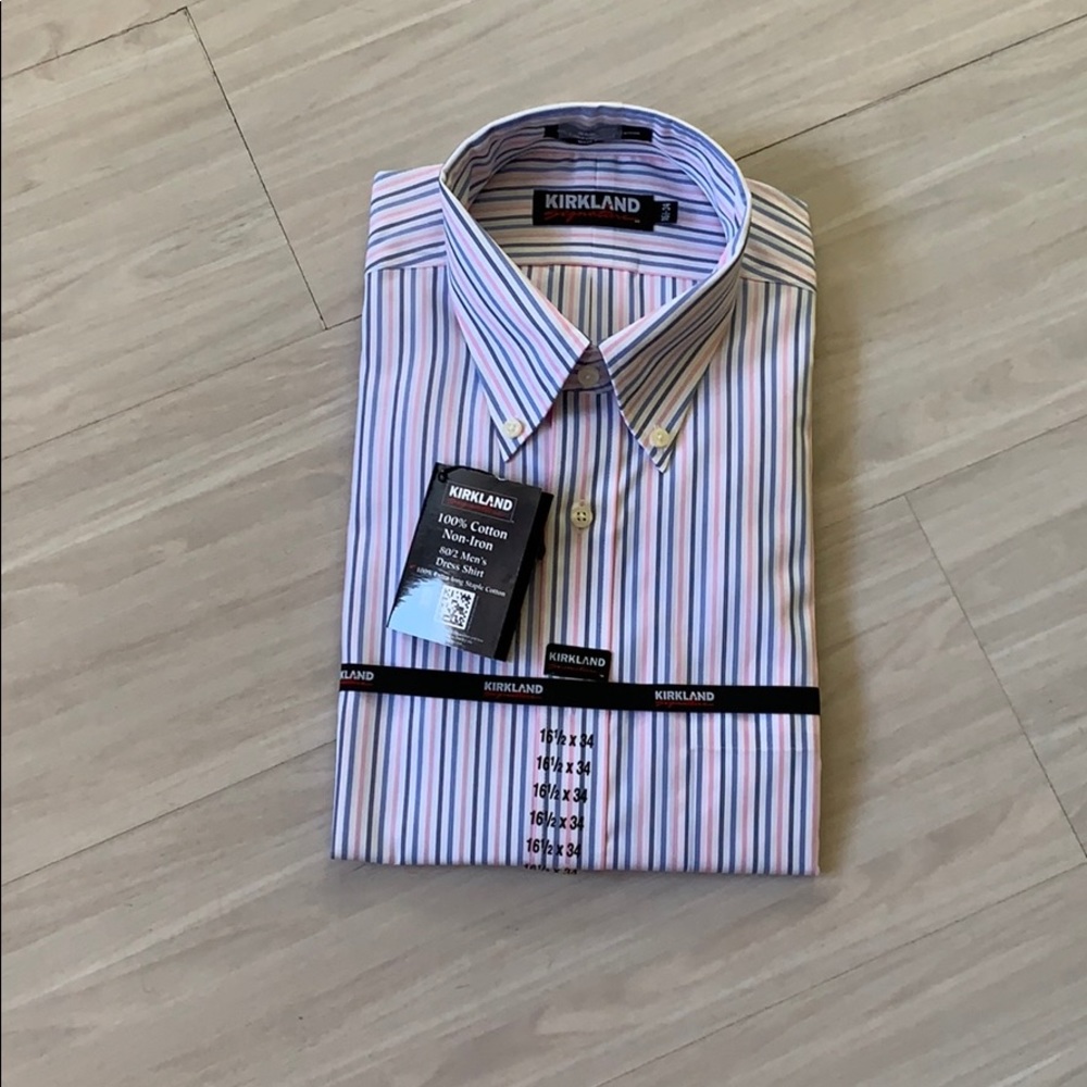 Pink/Blue Striped Men’s Long sleeved Dress Shirt